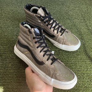VANS SK8-Hi Slim Metallic Bronze Crackled Leather Size 7 Sneakers